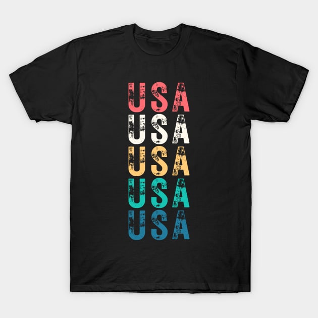 USA DISTRESSED GRUNGE RETRO U.S.A INDEPENDENCE DAY 4TH JULY T-Shirt by CoolFactorMerch